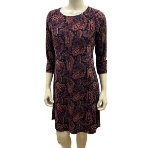 Tommy Hilfiger Paisley Print A-Line Dress With 3/4 Sleeves Womens Size‎ 6 NWT